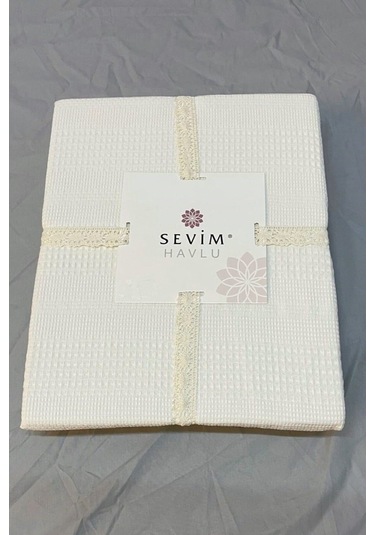 Çift Kişilik Waffle Pike 210x230cm, %100 Pamuk, Petekli Pike Krem