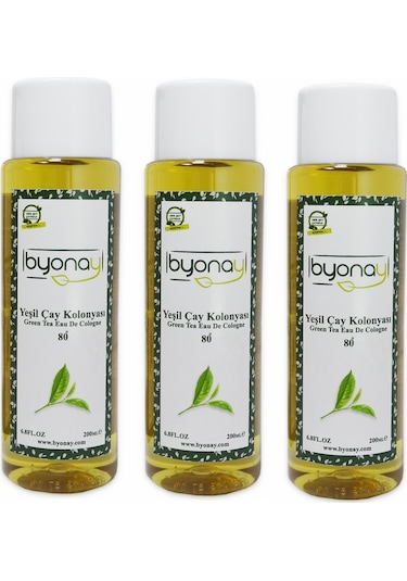 Byonay 80 Derece Yeşil Çay Kolonyası Pet Şişe 200 ML x 3
