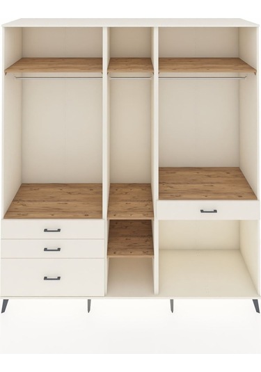 Kronos Dolap 7 Raflı 4 Çekmeceli 3 Askılı 220x59x243 Aytaşı-çam/aytaşı Atlas Çam/aytası