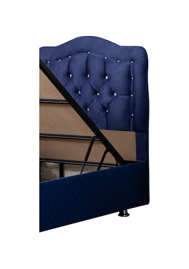 Setaymobilya Baza, Şah Lacivert Tek Kişilik Baza + Başlık, Mdf - Setay