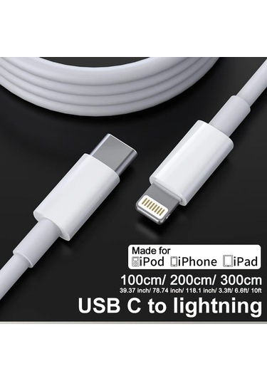 Willowhaven 1 Adet 20w Usb C - Lightning Hızlı Şarj Kablosu 6.6ft Beyaz İphone Uyumlu İpad Uyumlu