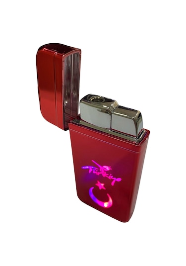 Kırmızı Türkiye Yazılı Türk Bayraklı Işıklı Pürmüzlü Çakmak 109282 Kırmızı