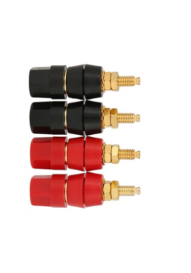 Konesam Altın Kaplama Hoparlör Bağlantı Terminaleği, 4 Adet Kırmızı-siyah , 4mm Muz Plug Uyumlu, Kolay Kurulum, Amfi Ve Ses Cihazları İçin Sinyal Aktarımı