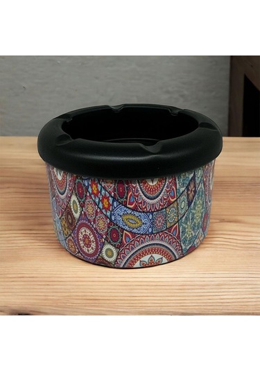 Mandala Desen Metal Mini Sigara Küllüğü Karışık 8cm