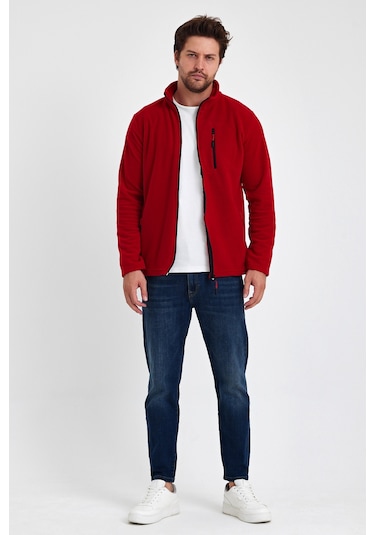 Monox Erkek Outdoor Fermuarlı Polar Ceket 001 Kırmızı