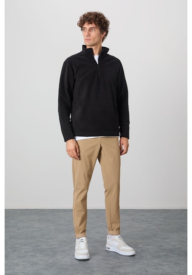 Tommy Life River Siyah Dik Yaka Erkek Polar Sweatshirt - 88310 Siyah