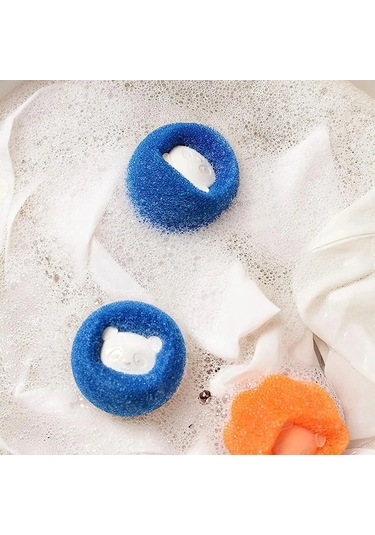 2 Adet Çamaşır Makinesi Ve Evcil Hayvanlar İçin Tüy Toplayıcı Yıkanabilir Sünger Top Renkli