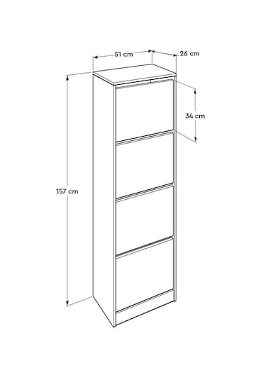 Flat Duo 4 Katlı Ayakkabılık Dolabı - Beyaz