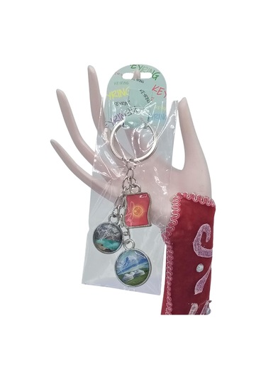 Kırgızistan Üçlü Epoksi Metal Çift Taraflı Damla Anahtarlık Kyrgyzstan Gümüş