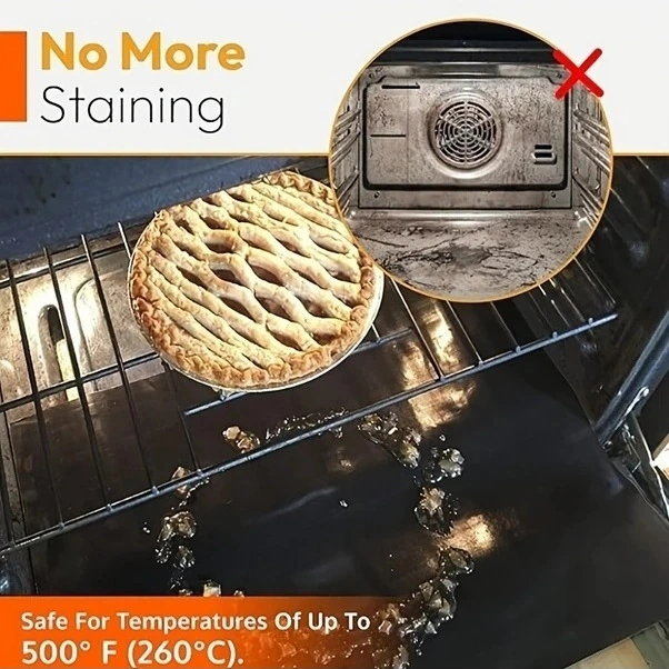 Trendooze Yeni Sunshine022 2 Adet Siyah Ağır Hizmet Fırın Altlığı Yapışmaz Fiberglas Mat