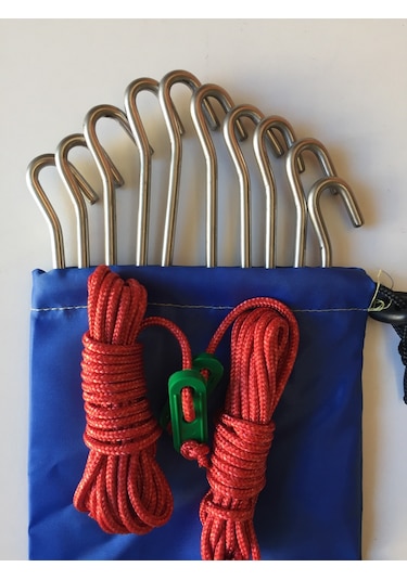 Çadır Kazığı 10 Adet Paslanmaz 304 Çelik Açık Gri
