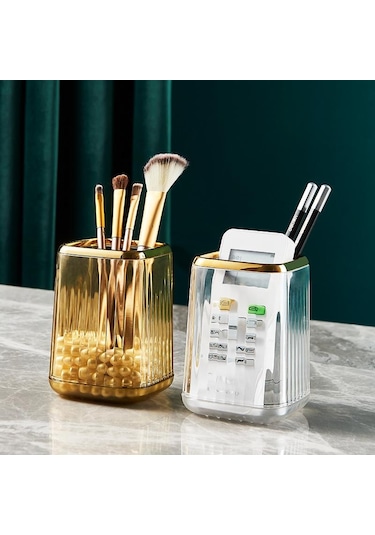 Lüks Makyaj Organizatörler Masaüstü Kozmetik Fırça Saklama Kutusu Ofis Kalem Kutusu Makyaj Fırçaları Organizatör Ruj Çeşitli Eşyalar Tutucu Yeşil