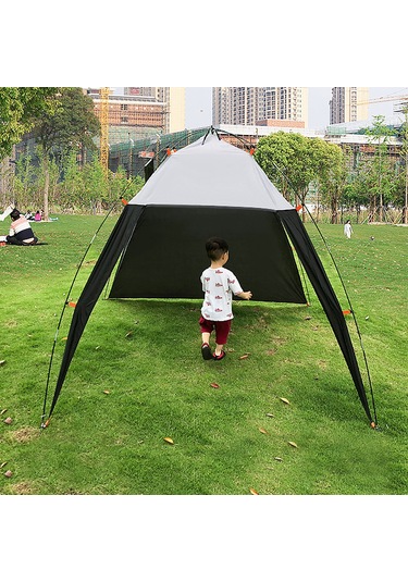 Lemestar Üç Açık Yanlıklı Hava Akışlı Erkek Bayan Geniş Görünümli Park Plaj Kamp Balıkçılık Gölge Çadırı Siyah Gri Gri - Siyah
