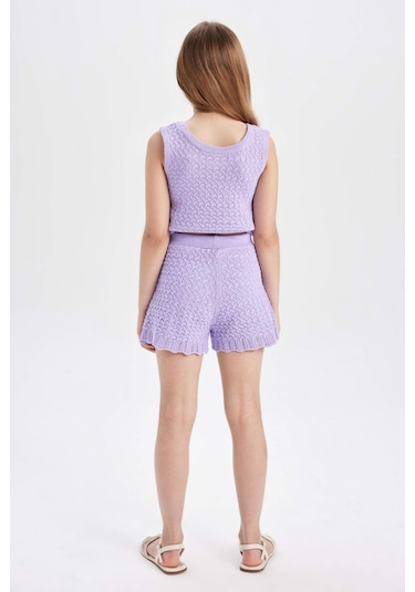Defacto Kız Çocuk Ajurlu Şort D2711A824HSPR139 Mor