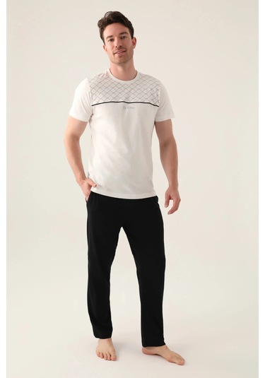 Arnetta 3010 Kısa Kol Erkek Pijama Takım Krem V1 Krem