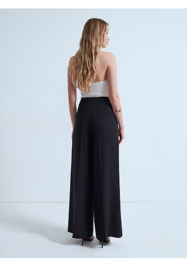 Dilvin 72706 Yüksek Bel Wide Leg Pantolon-siyah