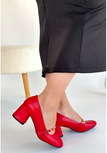 Tino Kırmızı Cilt Kadın Topuklu Ayakkabı Kırmızı