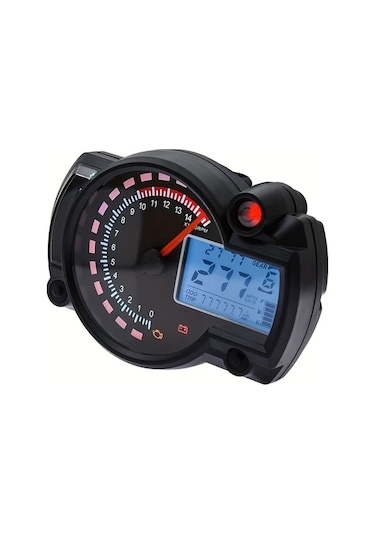 Motion003 7 Renkli Ayarlanabilir Evrensel Lcd Dijital Hızometre Siyah Abs Malzeme Motosiklet Gösterge Paneli