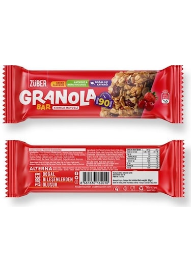 Züber Kırmızı Meyveli Granola Bar 15 x 25 G