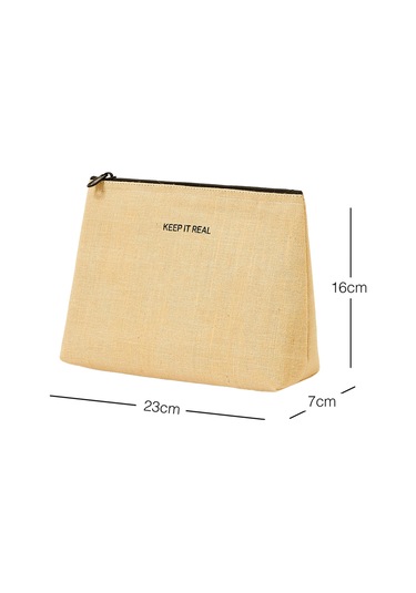 Ocean Home Textile Termal Astarlı Jüt Keten Makyaj Çantası 23 X 16 X 7 Cm