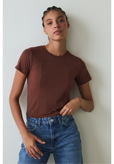 Penti Kapuçino Bisiklet Yaka Slim Fit Modal Baby Tee Tişört