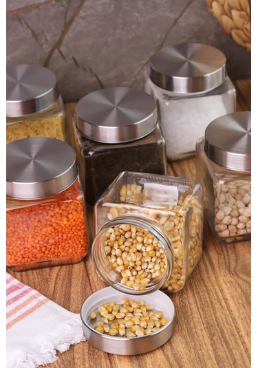 Atbyhome Metal Kapaklı 6'lı Borosilikat Cam Kavanoz Baharatlık 570 ML