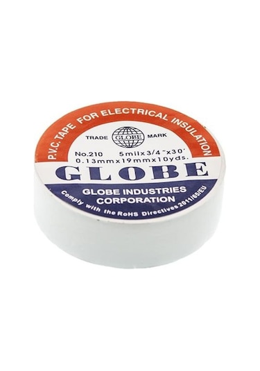 Globe No210-by ,19mmx10mt 1-adet Beyaz İzole Bant