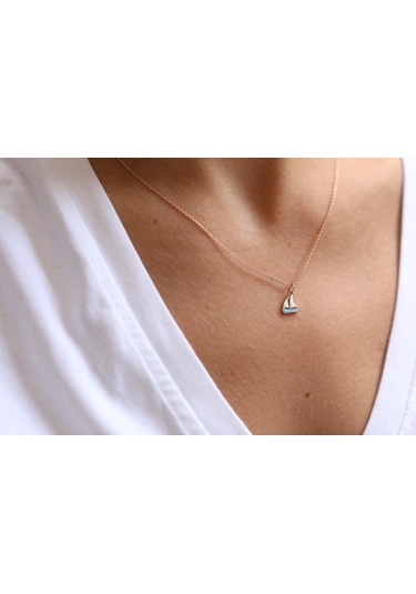 Reis T1421 Yelken Kolye Pembe Altın