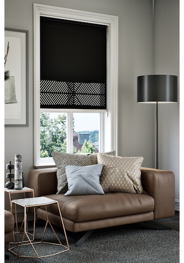 Perdea Lazer Kesim Mat Stor Perde, Lazer Kesimli Klasik Serisi, C-2008 Siyah Renk