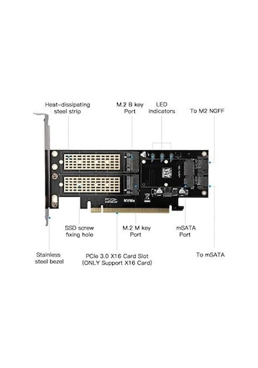 Keepro PCİ Express 16X NVME NGFF Msata Çevirici