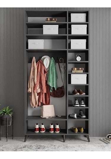 Açelya Portmanto Vestiyer Füme Beyaz 135 cm