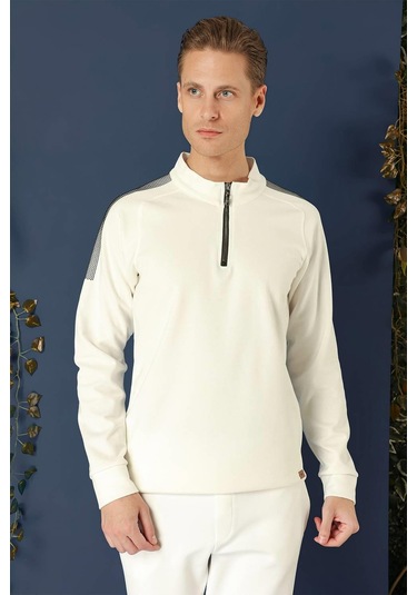 Swt 012 Swea Slim Fit Ekru Spor 47 - Sweatshırt Ekru