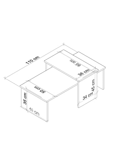 Vera 2 ' Li Orta Sehpa , Servis Sehpası Sepet - Traverten Merm...