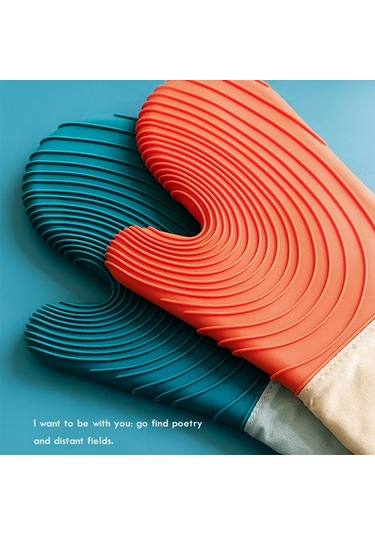 Sones Kalınlaştırılmış Silikon Eldivenler Ev Mikrodalga Fırın Anti-haşlanma Yalıtım Eldiveni