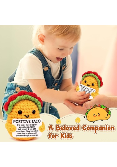 Mufunye El Yapımı Örgü Taco Tavuk Bebek - Duygusal İçecek, , 5x5x7.5cm, 14g, Opp Çanta Sarı