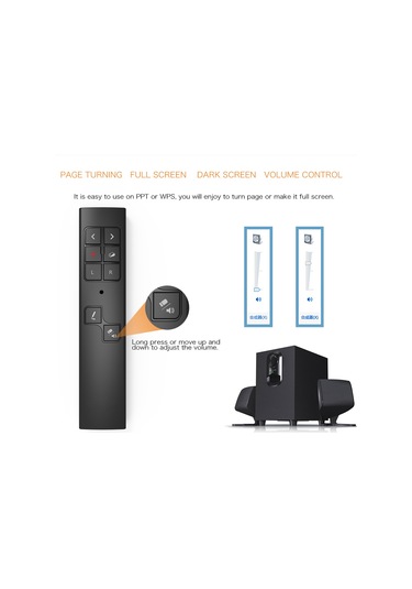 Padalink Kablosuz Ppt Kumanda Kalemi - Usb Şarjlı, 200m Uzaklıkta Sayfa Değiştirme, Işık İşaretçi Ve Ses Kontrolü Siyah