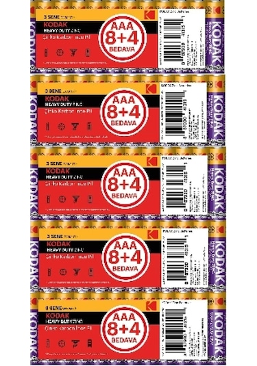 Kodak 12x5 60 Adet Çinko Karbon İnce Pil - Ekonomik Paket