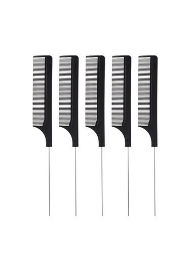 Adet Siyah Folyo Vurgulama Saç Tarağı Taşınabilir Metal Kuyruk İğne Profesyonel Saç Fırçası Kuaförlük Saç Ekleme Dişli Berber