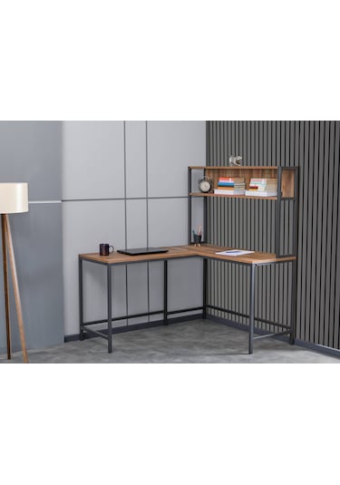 Arpelia Raflı L Çalışma Masası 140x120x75 Cm Sağ Sol Yönlü