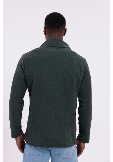 Freemen Erkek Fit Dik Yaka Yarım Fermuarlı Sweatshirt Polar Haki
