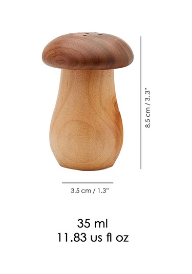 2'li Mantar Model Bambu Baharatlık - Tuzluk Biberlik Karabiberlik Baharat Takımı 35 Ml Bej