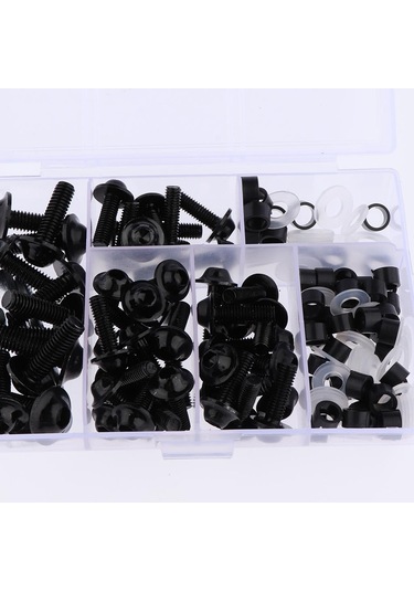 Suntek Motosiklet Komple Fairing Civata Takımı Raptiye Klipler Vidalar Siyah 158 Adet