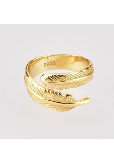 Soulader Ayarlanabilir Gümüş Yüzük Kaya Ve Punk Tarzı Yaprak Desenli, Kişiye Özel Boyut Seçenekli Şık Ve Zarif Aksesuar Sarı