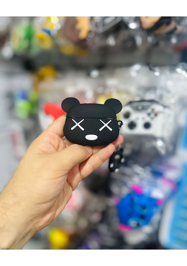 Apple Airpods Pro 3. Nesil 2025 Uyumlu Figürlü Silikon Kılıf Anahtarlıklı Kılıf Beyaz