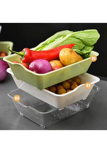 Suntek Drenaj Kevgir Kase Seti Havzası Ve Beyaz-yeşil-3-katlı