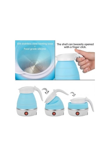 Dancemonkey Ev Seyahat İngiltere Tak İçin Taşınabilir Katlanır Silikon Elektrikli Su Isıtıcısı Beyaz, Küçük Ve Pratik