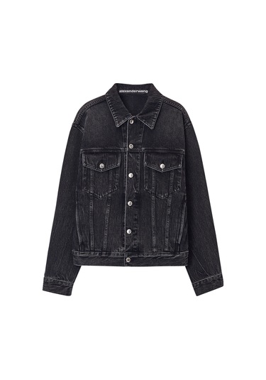 T By Alexander Wang Oversize Trucker Ceket Koyu Gri