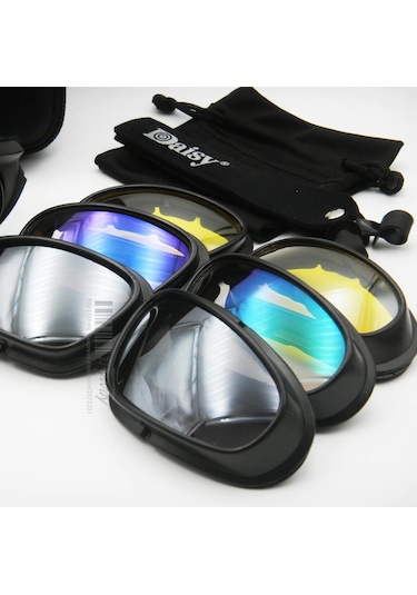 Daisy X7 Uv400 Polarize Değişebilir 4 Lensli Motorsiklet Gözlüğü N11.416