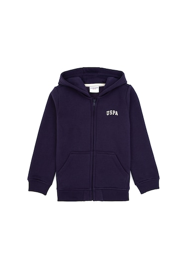 U.S. Polo Assn. Erkek Çocuk Mürdüm Fermuarlı Kapüşonlu Sweatshirt 50313852-VR074