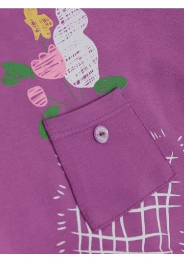 Kız Çocuk Pamuklu Cep Detaylı Sweatshirt-14369 Mor